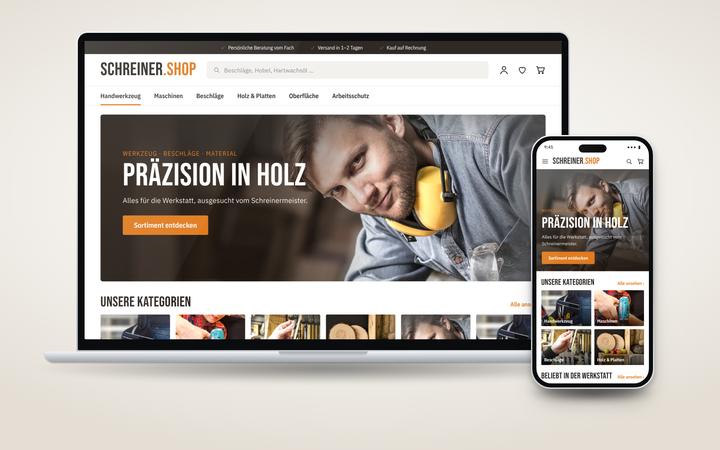 Shop-Beispiel Handwerk: Laptop und Smartphone
